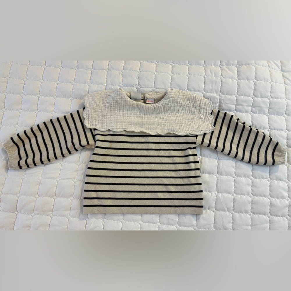 Zara Kids Cream and Black Striped Sweater